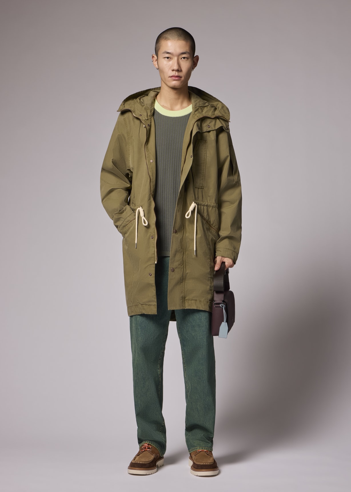 Men's Khaki Cotton Fishtail Parka